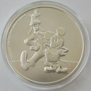 Niue 2 Dollars 2021 Disney Mickey Mouse & Goofy 1 Oz Plata - Imagen 1 de 2