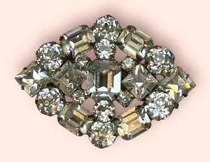 Vintage Weiss Signed Clear Rhinestone Silver Tone Brooch Pin Bling Sparkle - Picture 1 of 7