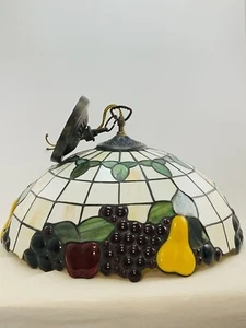 Tiffany Style￼Pendant Chandelier Slag￼ Fruit Stained Glass Colorful 1970s - Picture 1 of 12