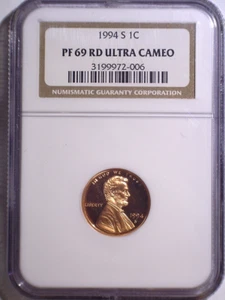 1994-S NGC PF69RD Ultra Cameo Proof Lincoln Memorial One Cent - 1C - Penny - US - Picture 1 of 2