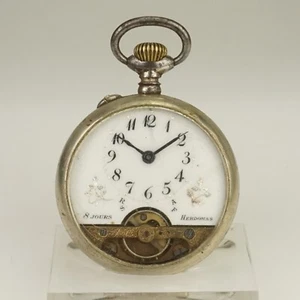 Rare! HEBDOMAS 8 Days Pocket watch Men's no repeater fusee no duplex RAR - Picture 1 of 6