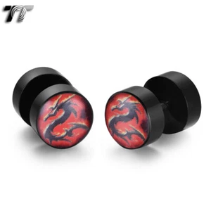 TT 8/10mm Dragon Epoxy UV Acrylic Fake Ear Plug Earrings (BU19)NEW - Picture 1 of 1