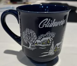 Gluhwein Keramiktasse Van Wellco Design Germany Kobaltblau Winterszene. - Bild 1 von 7