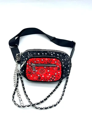 Bandolera convertible Steve Madden BSummitt/Fanny Pac rojo/negro/gris bandana pat Foto 1 de 4
