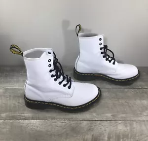 Dr Doc Docs Martens 1460 White Leather Combat Womens Boots Size UK 5 US 7 Vtg - Picture 1 of 9