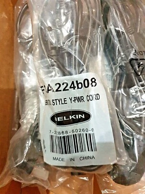 Qty 1 Belkin ProDual IEC Y-Splitter to UK Plug Power Cable 1 Plug 2 Outlets 13A - Image 1 of 4