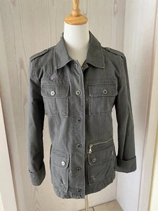 Baumwolljacke, Gr. L (XL), dunkelgrau, Nieten, Aufschrift, Taschen, Jacke - Bild 1 von 2