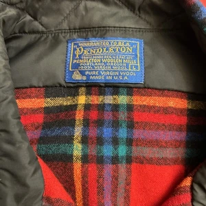 Pendleton Camicia Uomo Plaid Lodge 100% Pura Lana Vergine Tasche Grande Rossa - Foto 1 di 4