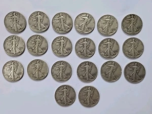 Rolle mit 20 Walking Liberty Half Dollar Lot 90% Silber ordentlicher Zustand  - Bild 1 von 8