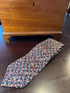 Vintage 417 by Van Heusen Abstract Silk Tie 1980s Purple Teal - Picture 1 of 4