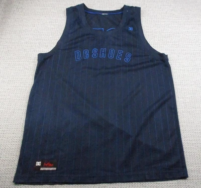DC Shoes Shirt Mens Extra Large Blue Mesh Jersey Tank Top 07 Pinstripe Skate - Image 1 of 4