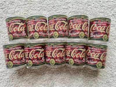 Coca Cola Plastic Cups Vintage Five Cents Coke Set Of 10 Ten Double Rocks - Image 1 of 4