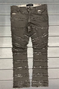 Pantalones de mezclilla desgastados Valabasas Zodiac para hombre 38x34 gris apilado botón mosca - Imagen 1 de 12