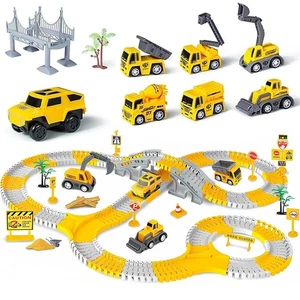 228pcs Autorennbahn Rennbahn 6 Cars Bagger Spielzeug Flexible Track Kran Spiele - Bild 1 von 12