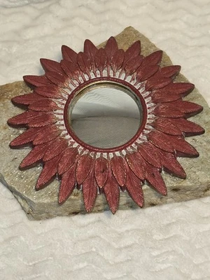 7.5 Inch Red Feathers Mirror Wall Decor - Image 1 of 4