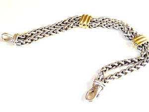 DAVID YURMAN 18K GOLD SS DOUBLE WHEAT CHAIN MENS CABLE BRACELET - Picture 1 of 4
