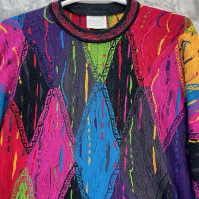VTG 90’s Coogi Australia Biggie Smalls Hip Hop 3D Abstract Knit Sweater Size XL - Image 1 of 4