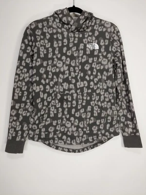 The North Face Size L Girls Youth Gray Leopard Print Fleece Pullover Hoodie - Image 1 of 4