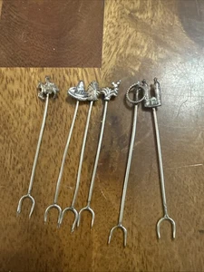 Vintage cocktail forks appetizer pics Silver Color  #J22 - Picture 1 of 6