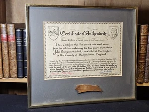 c1660 PIEZA DE MADERA DE ROBLE del árbol JOHN BUNYAN PREDICÓ #050a Firmado Enmarcado - Imagen 1 de 4