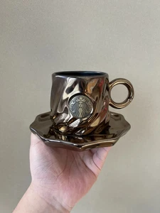 New 2023 China Starbucks 12oz Retro Bronzed Seal Ceramic Mug Plate Group - Picture 1 of 5