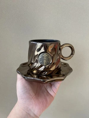 New 2023 China Starbucks 12oz Retro Bronzed Seal Ceramic Mug Plate Group - Image 1 of 4