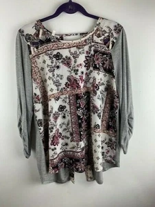 Maurices Size 0 Womans Shirt High Low Hem Scoop Neck Long Sleeve Gray - Picture 1 of 7