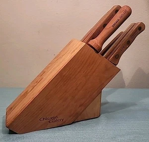 Vintage Chicago Cutlery Cooking Knife Set w/ Block - Picture 1 of 12