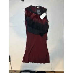 Abito Sandro Paris Taglia 1 Ringo Bordeaux R4298H Rosso Cocktail Bloomingdale’s - Foto 1 di 6