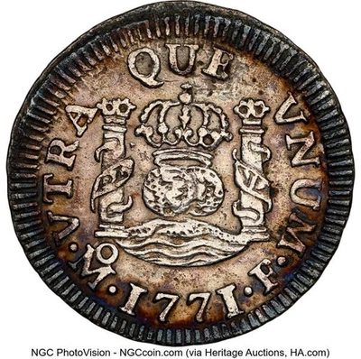 Mexico 1/2 Real Pillar Mo 1771 F, NGC AU Details, Env. Dam. Charles III. KM# 68 - Image 1 of 4