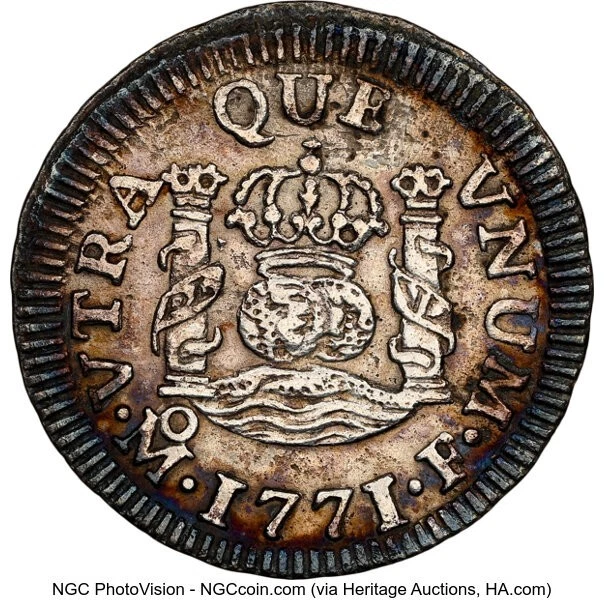 Mexico 1/2 Real Pillar Mo 1771 F, NGC AU Details, Env. Dam. Charles III. KM# 68 - Image 1 of 4