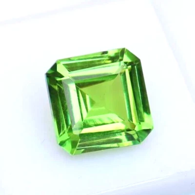 Natural Peridot Green Certified Loose Gemstone 10 Ct Radiant Cut Custom Free - Image 1 of 4
