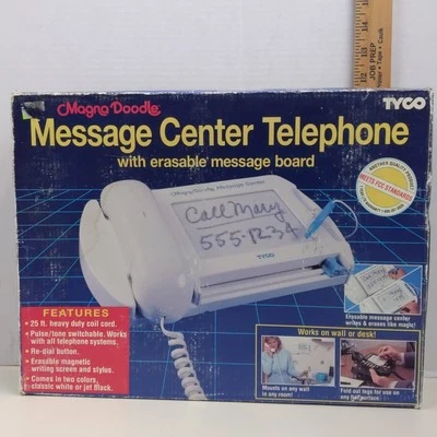 Tyco Magna Doodle Message Center Telephone Black Retro Erasable Board w Box 80s - Image 1 of 4