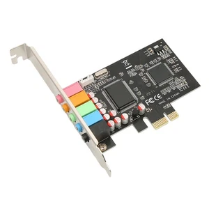 PCIE 5.1 Sound Card 6 Channel Surround Sound Playback Recording 24bit 48KHz NEW - Afbeelding 1 van 12