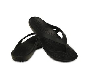 Crocs Flip Flops Kadee II Women's Size 8 Iconic Comfort Flip Flops Black Sandals - Picture 1 of 8