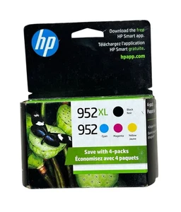 Oryginalny HP 952XL czarny i 952 kolorowy atrament combo 4-pak zapieczętowany exp 10/24 - Zdjęcie 1 z 5