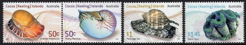 2007 Cocos (Keeling) Islands Living Shells Set Of 4 Mint Never Hinged, Clean Cover