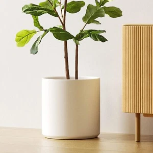 White Large Modern Home Ceramic Plants Pot With Drainage Hole and Removable Plug - Picture 1 of 7