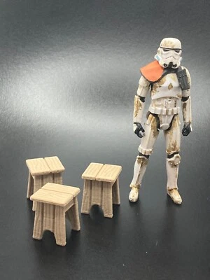 3 TABURETE DE MADERA MEDIEVAL PERSONALIZADO PARA DIORAMA FIGURA GI JOE STAR WARS DE 3,75" (B32) Foto 1 de 2