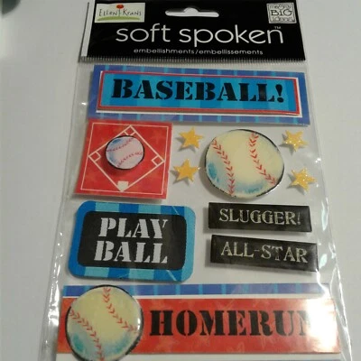 Me&my GRANDES ideas suave hablado BaseBall ChipBoard adornos Foto 1 de 4