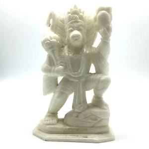 Handcrafted Pure White Marble Lord Hanuman Idol Murti Statue 8.2" - Monkey God - Picture 1 of 8