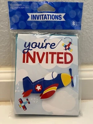 Lil' Flyer Airplane Birthday Party Invitation Cards w/Envelopes 8ct. - Image 1 of 2