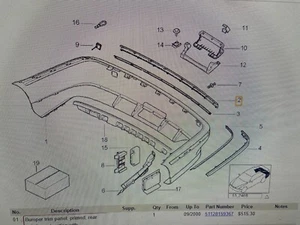 Genuine BMW 5 series E39 rear bumper trim: 51128205253 - Picture 1 of 5