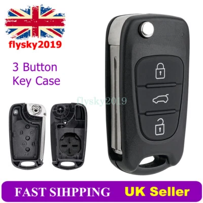 Remote Flip Key Fob Case Cover Shell 3 Button For Hyundai I20 I30 IX35 Veloster