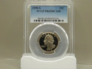 1998-S WASHINGTON QUARTER PROOF PCGS GRADED PR69DCAM - Picture 1 of 4