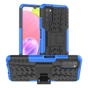 Case for Samsung Galaxy A03s Rugged Amour Phone Cover Stand Blue - Picture 1 of 6
