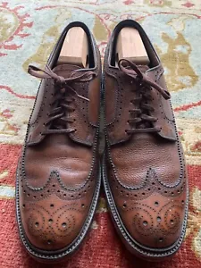 VTG Hanover Men's Heavy Leather Dress Shoes Wing Tips Made in USA sz. 10 D Brown - Picture 1 of 16