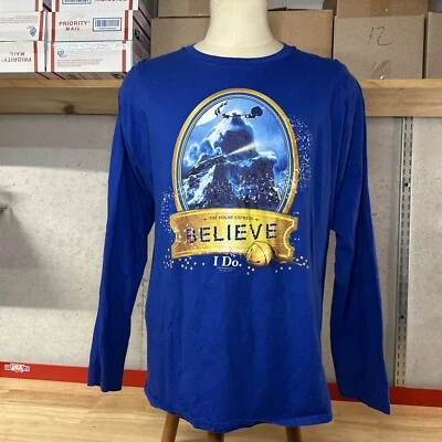 Vtg The Polar Express Believe Ticket Long Sleeve T Shirt Blue Men’s Size XL - Image 1 of 4