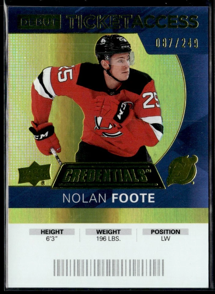 2021-22 Upper deck credentials debut ticket access Nolan Foote /249 #101 - Image 1 of 2