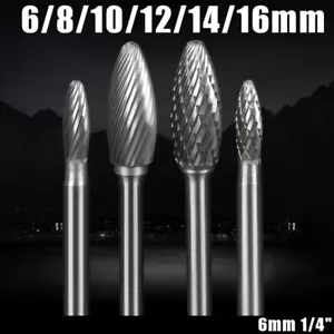 6-16mm Tungsten Carbide Rotary Burr Bur Die Grinder Carving Bits 1/4" 6mm Shank - Picture 1 of 24